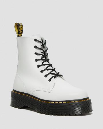 Dr Martens Jadon Smooth Læder Platform Støvler Dame Hvide | DK 247MQZ